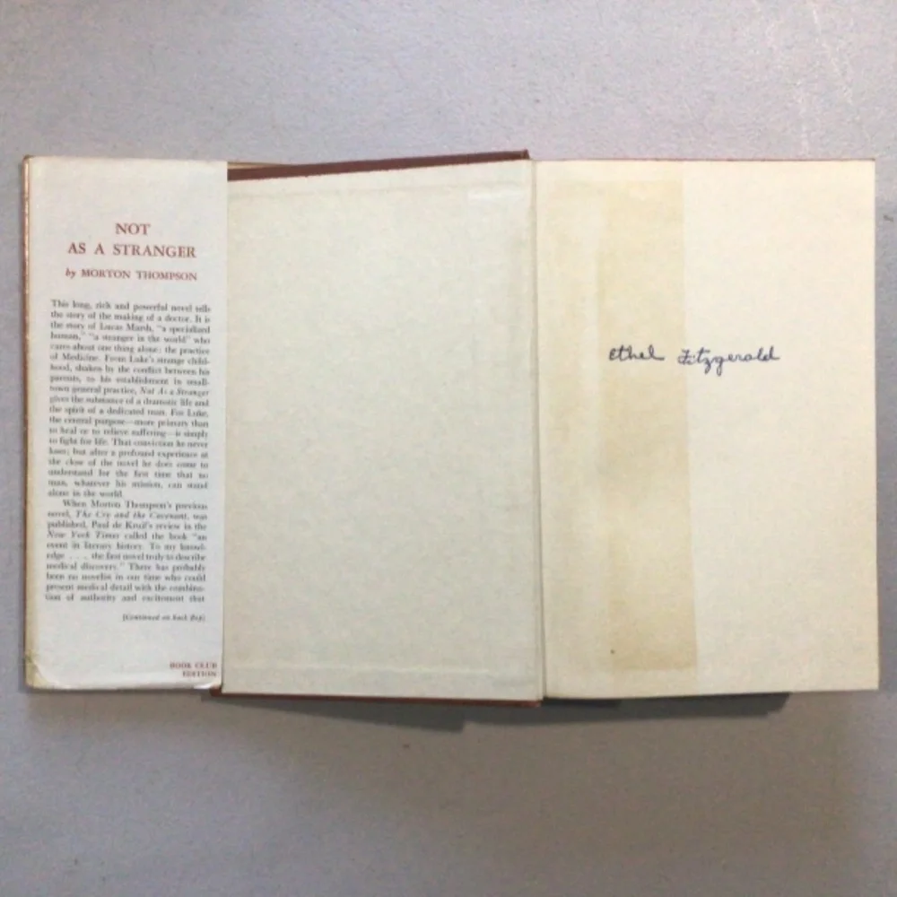 Not as a Stranger by Morton Thompson Vintage Hardcover Book